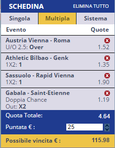 scommesse pronte Europa League 2016-11-03