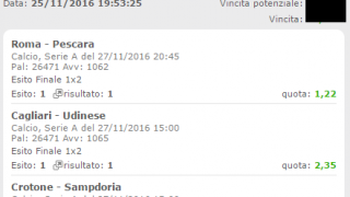 Scommesse vincenti 27-11-16