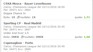 Scommesse vincenti 22-11-16