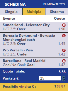 scommesse pronte di oggi 2016-12-03