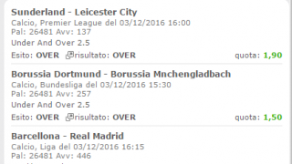 Scommesse vincenti 03-12-16