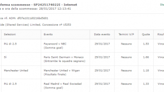 Scommesse vincenti 29-01-17