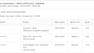 Scommesse vincenti 25-01-17
