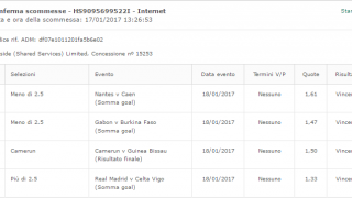 Scommessa vincente 18-01-17