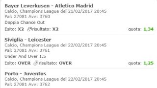 Scommesse vincenti 22-02-17