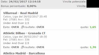 Scommesse vincenti 26-02-17