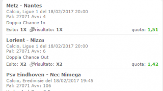 Scommesse vincenti 18-02-17