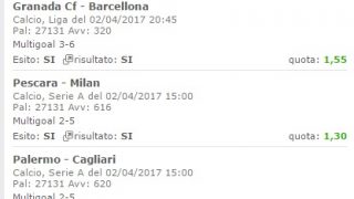 Scommesse vincenti 02-04-17