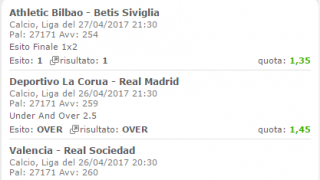 Scommesse vincenti 27-04-17