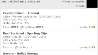 Scommesse vincenti 10-04-17