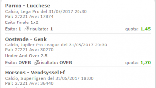 Scommesse vincenti 31-05-17