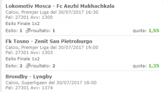 Scommesse vincenti 30-07-17