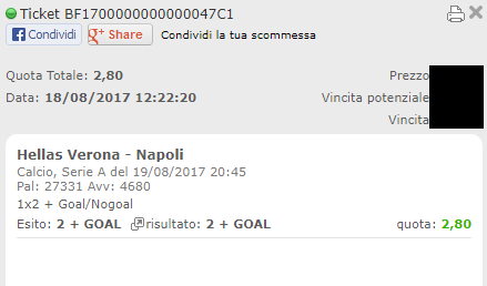 combo hellas verona-napoli vincente