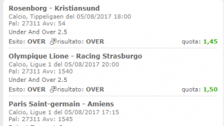 Scommesse vincenti 05-08-17