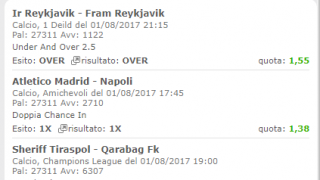 Scommesse vincenti 01-08-17