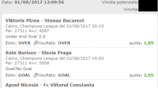 Scommesse vincenti 02-08-17