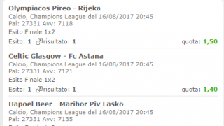 Scommesse vincenti 16-08-17