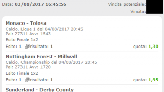 Scommesse vincenti 04-08-17