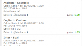 Scommesse vincenti 10-09-17