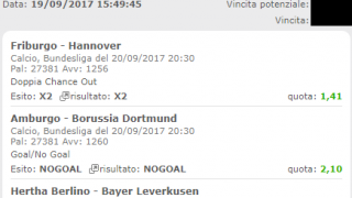 Scommesse vincenti 20-09-17