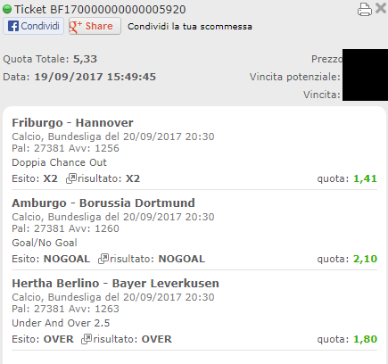 schedina vincente bundesliga