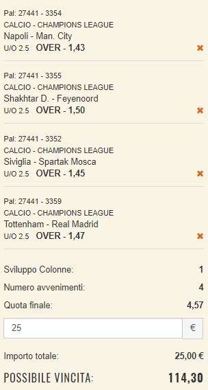 scommesse pronte Champions League 2017-10-31