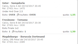 Scommesse vincenti 24-10-17