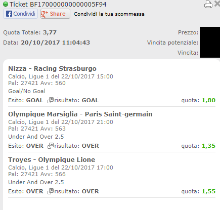 schedina vincente ligue 1