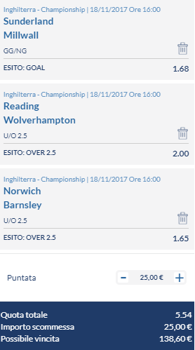 scommesse pronte Europei 2017-11-18