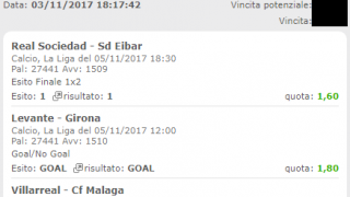 Scommesse vincenti 05-11-17