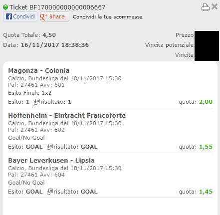 schedina vincente bundesliga