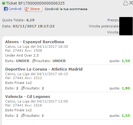 scommessa liga vincente