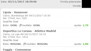 Scommesse vincenti 04-11-17