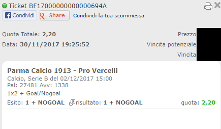 combo vincente parma-pro vercelli
