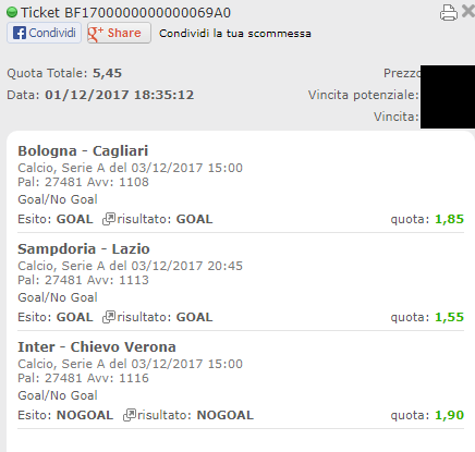 scommessa serie a vincente