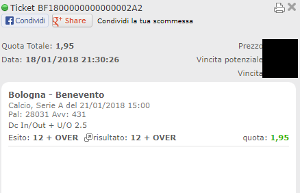 combo vincente bologna-benevento