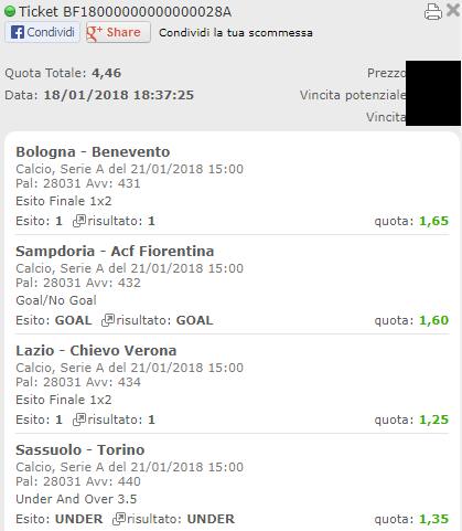 schedina serie a vincente