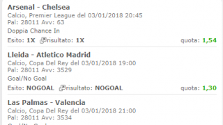 Scommesse vincenti 03-01-18