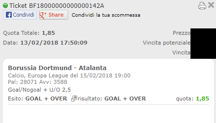 combo vincente dortmund-atalanta