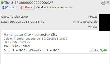 combo vincente manchester city-leicester