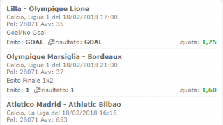 Scommesse vincenti 18-02-18