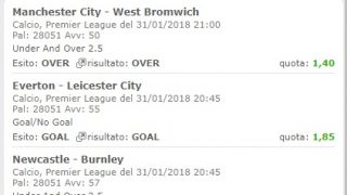 Scommesse vincenti 31-01-18