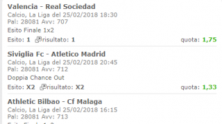 Scommesse vincenti 25-02-18