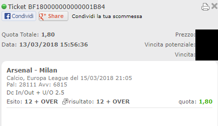 combo vincente arsenal-milan