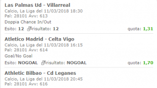 Scommesse vincenti 11-03-18 Scommesse vincenti 11-03-18