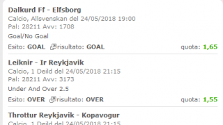 Scommesse vincenti 24-05-18