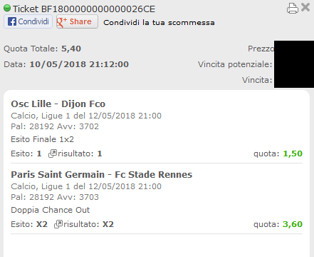 schedina vincente ligue 1