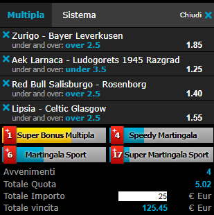 scommesse pronte Europa League 2018-10-25