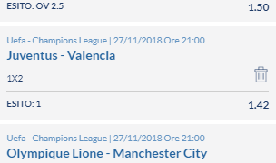 Scommesse vincenti 27-11-18