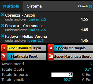 scommesse pronte Serie b 2019-01-19